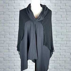 Psylo Organic Poncho Top Womens Size Medium Large Goth Grunge Alt Edgy Vamp Punk